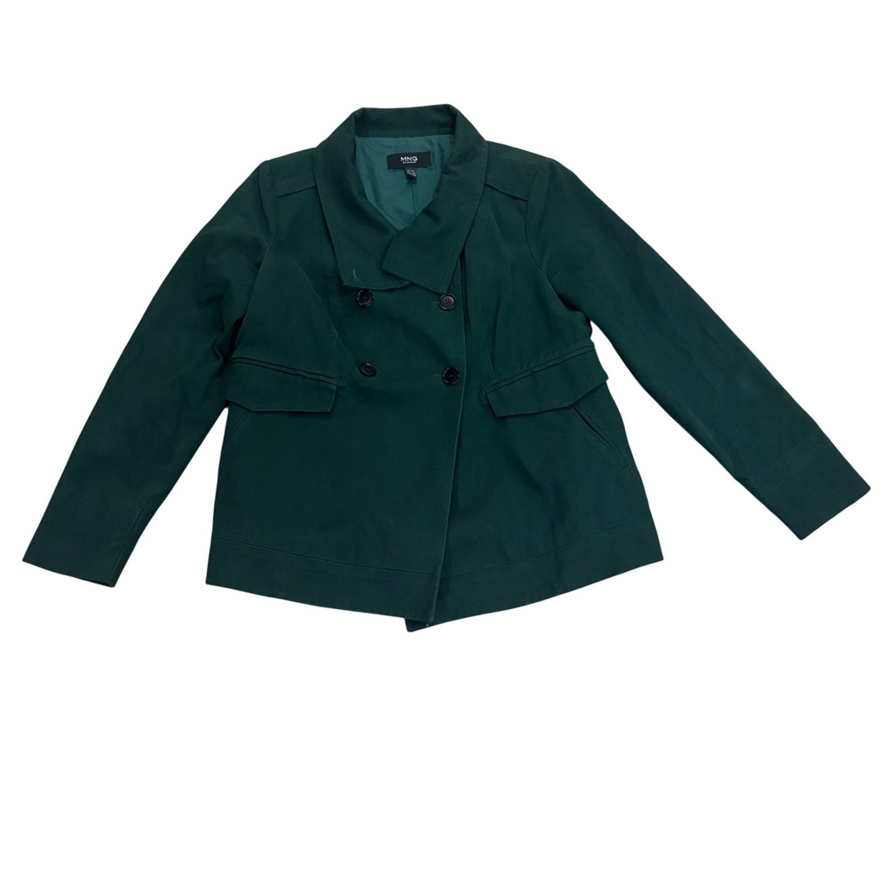 MNG by Mango Women Forest Green Double Breasted Pea Coat Jacket Size 12 XXL